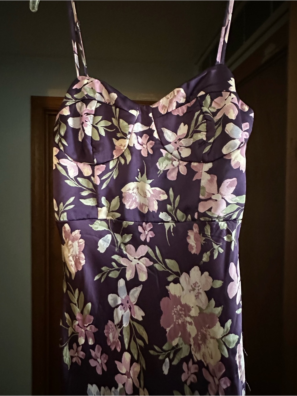 Lulu's Purple Floral Maxi Dresswith Pink and Cream Blooms